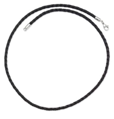 Bling Jewelry Black Genuine Leather Braided Necklace Pendant Cord Silver Plated