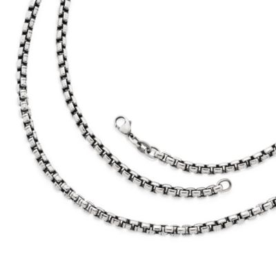 Box Chain Necklace - Black 3.5mm 24 Inches