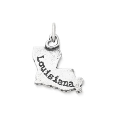 SC-000822N-Sterling Silver State of Louisiana Charm Necklace