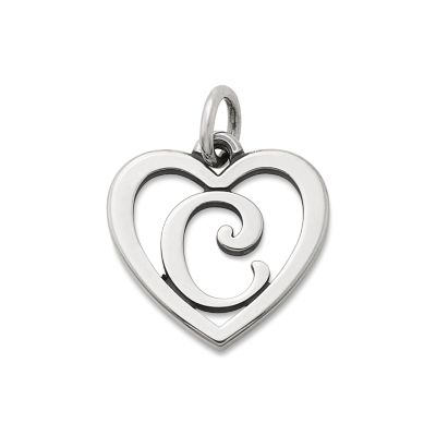 Heart Script Initial Charm in Sterling Silver