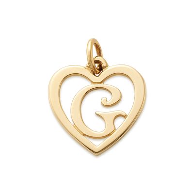 Heart Script Initial Charm in 14K Yellow Gold