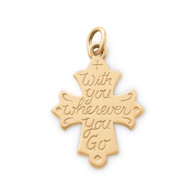 With You Wherever You Go Cross Charm