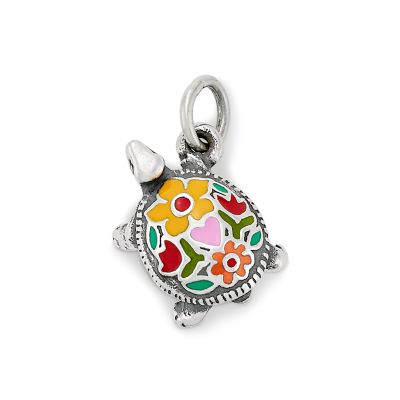 James Avery Enamel Mini Flower Charm - Aqua and Orange