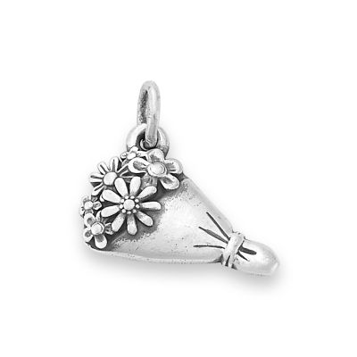 Floral Bouquet Charm in Sterling Silver