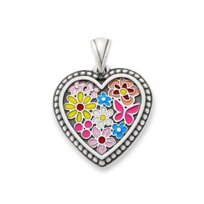 Enamel Floral Heart Pendant 