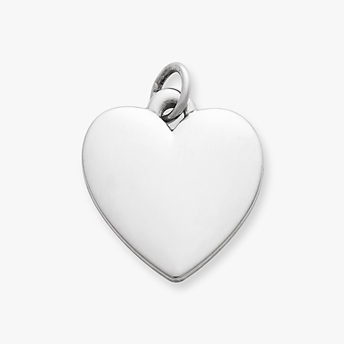Engravable Heart Charm, Sterling silver