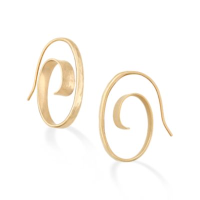 Gold spiral hoop on sale earrings