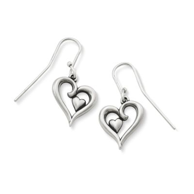 Here's My Heart White and Silver Earrings