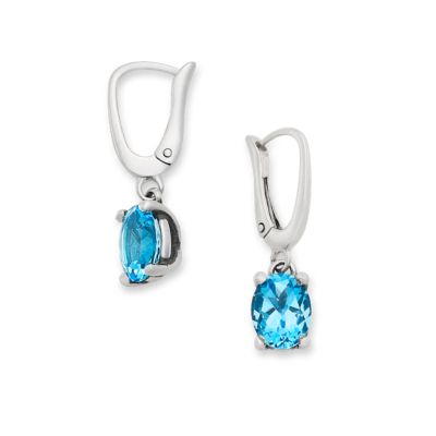 Oval Gemstone Drop Earrings