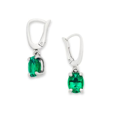 Oval Gemstone Drop Earrings