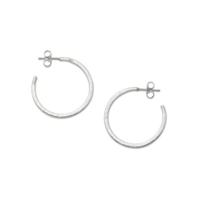 Medium Thick Silver Hoop Earring Hoop Earrings Clasp Hoop Earrings Sterling Silver Chunky 925 Sterling Silver Hoops Everyday