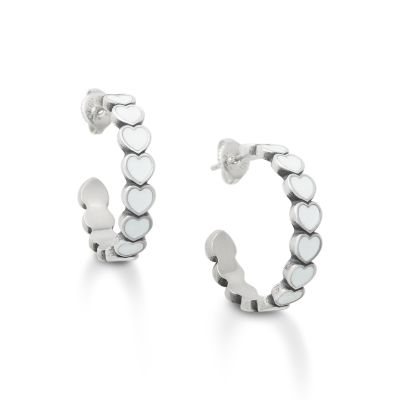Enamel Connected Hearts Hoop Earrings