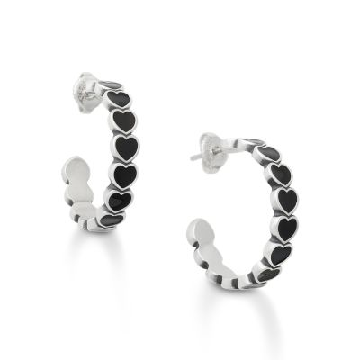 Enamel Connected Hearts Hoop Earrings