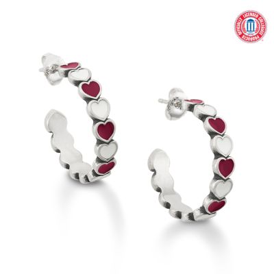 Enamel Texas A&M University Connected Hearts Hoop Earrings