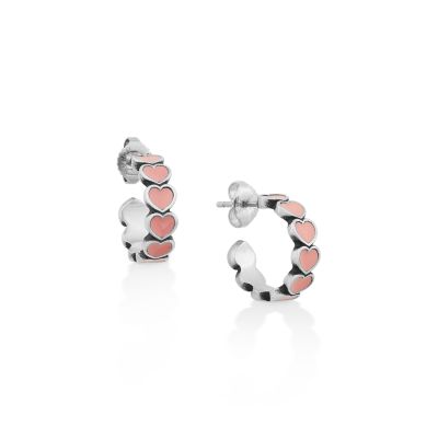 Enamel Connected Hearts Hoops