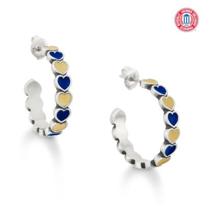 Enamel Georgia Tech Connected Hearts Hoop Earrings