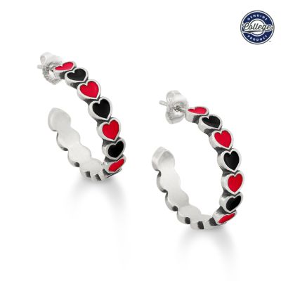 Enamel University of Georgia Connected Hearts Hoop Earrings