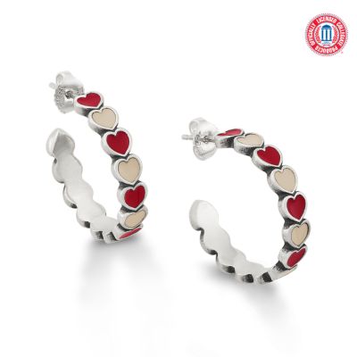 Enamel The University of Oklahoma Connected Hearts Hoop Earrings