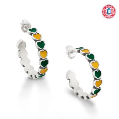 Enamel Baylor University Connected Hearts Hoop Earrings