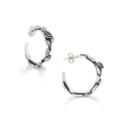 Long Stemmed Rose Hoop Earrings