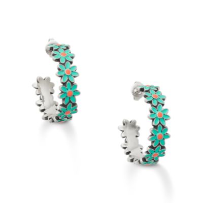 Enamel Mini Flower Hoop Earrings