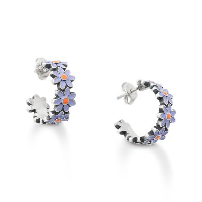 Enamel Mini Flower Hoop Earrings