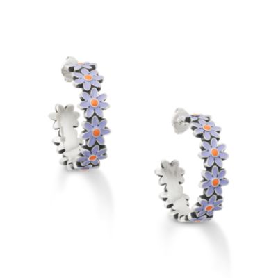 Enamel Mini Flower Hoop Earrings