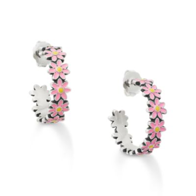 Enamel Mini Flower Hoop Earrings