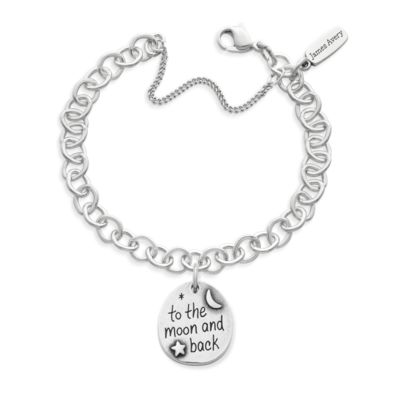To the Moon and Back Charm on Forged Link Charm Bracelet