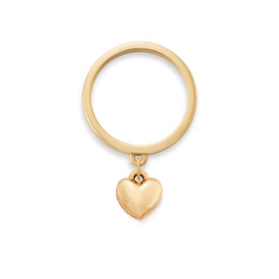 Mini Heart Charm Dangle Ring