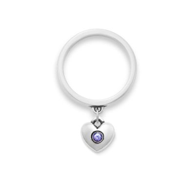 Keepsake Heart Birthstone Charm Dangle Ring