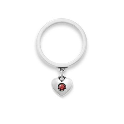 Keepsake Heart Birthstone Charm Dangle Ring