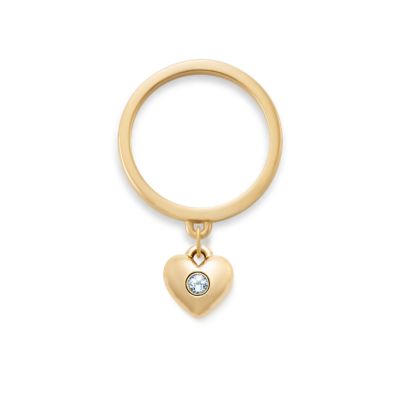 Keepsake Heart Birthstone Charm Dangle Ring