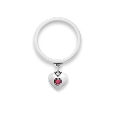 Keepsake Heart Birthstone Charm Dangle Ring