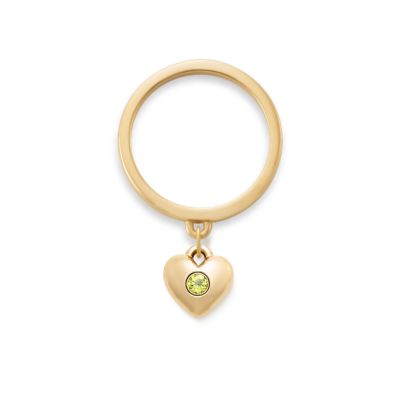 Keepsake Heart Birthstone Charm Dangle Ring