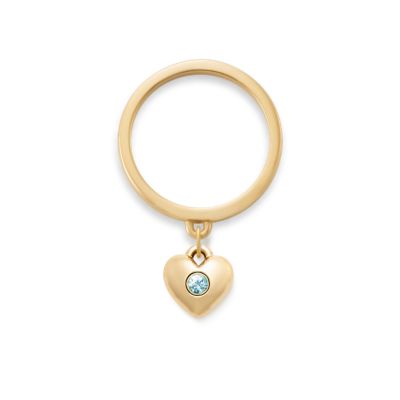 Keepsake Heart Birthstone Charm Dangle Ring