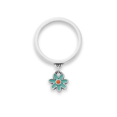 James Avery Enamel Mini Flower Charm - Aqua and Orange