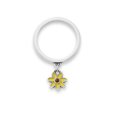 Enamel Mini Flower Charm Dangle Ring