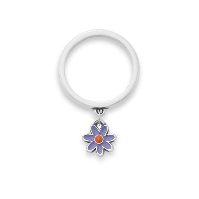 Enamel Mini Flower Charm Dangle Ring