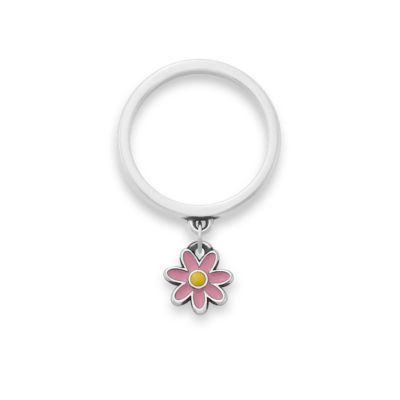 Enamel Mini Flower Charm Dangle Ring