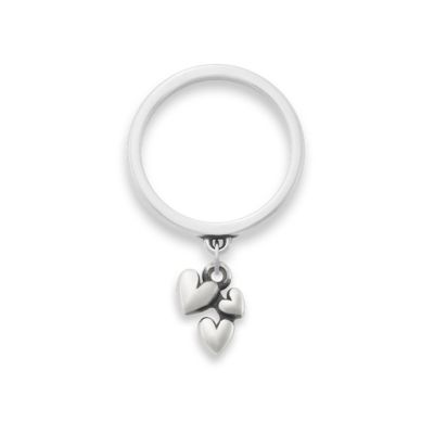 Gathered Hearts Charm Dangle Ring in Sterling Silver