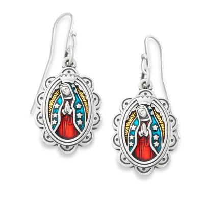 Enamel Virgin of Guadalupe Earrings