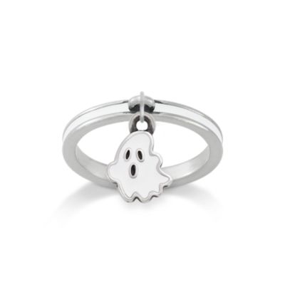 Enamel Mini Ghost Charm Enamel Dangle Ring