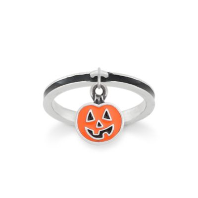 Enamel Mini Pumpkin Charm Enamel Dangle Ring
