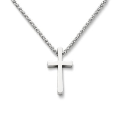 Mens cross and chain white deals gold