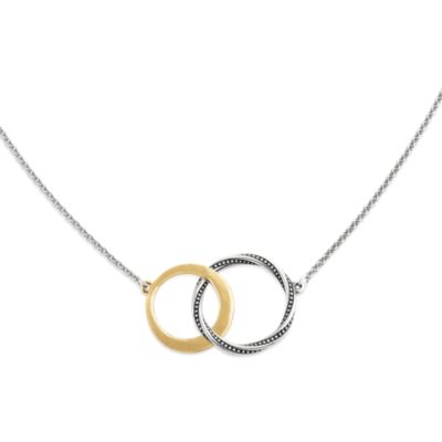 Connected Circles Necklace in Sterling Silver and 14K Yellow Gold