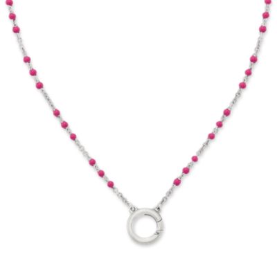 Enamel Beaded Chain Changeable Charm Holder Necklace