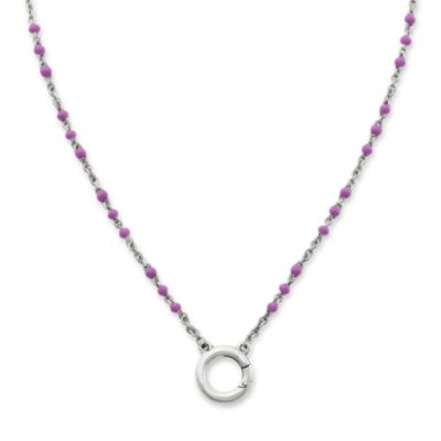 Enamel Beaded Chain Changeable Charm Holder Necklace
