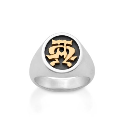 Alpha and Omega Ring in Sterling Silver and 14K Yellow Gold