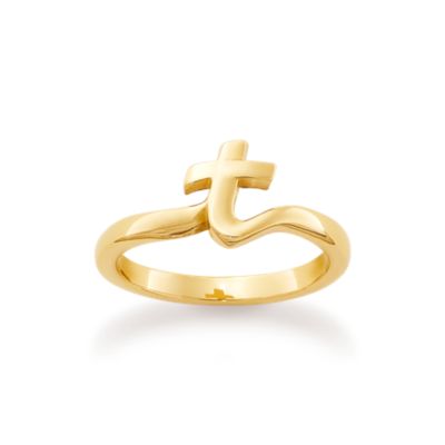Script Initial Ring in 14K Yellow Gold
